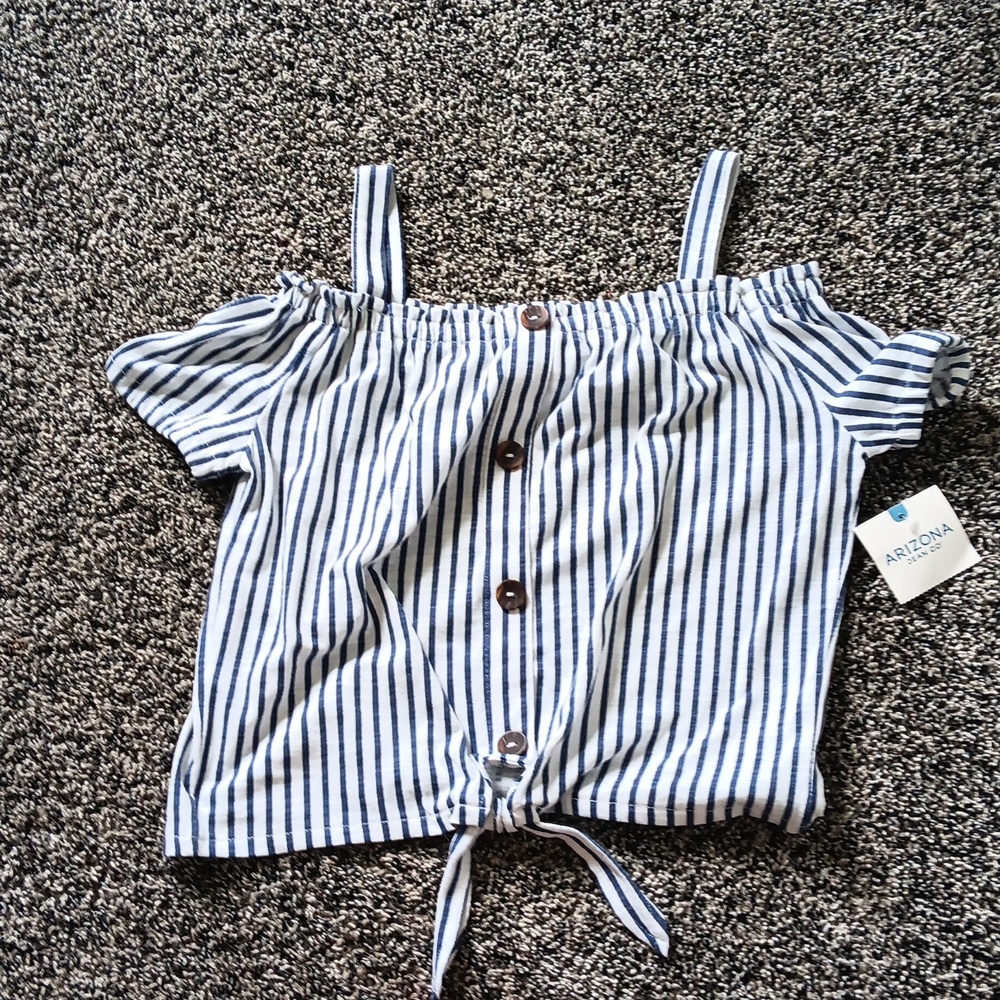 Arizona navy and white striped top small